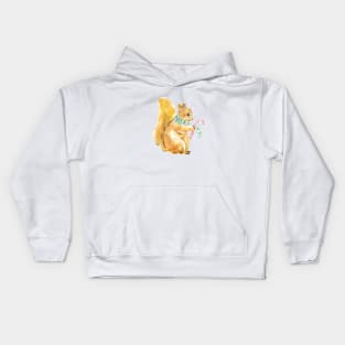 Squirrel with candy stick Christmas watercolor Kids Hoodie